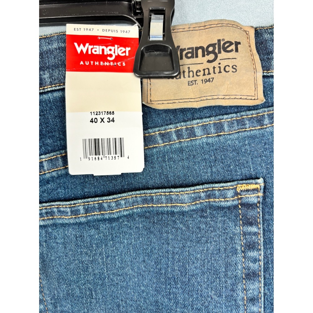 Wrangler Mens Straight Leg Jeans Blue Medium Wash Stretch 40x34 112317565